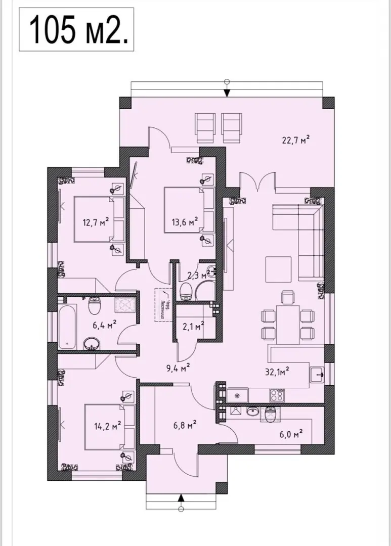 1-этажный дом, 85 м² на 5,5 сот. в Трудобеликовский х.