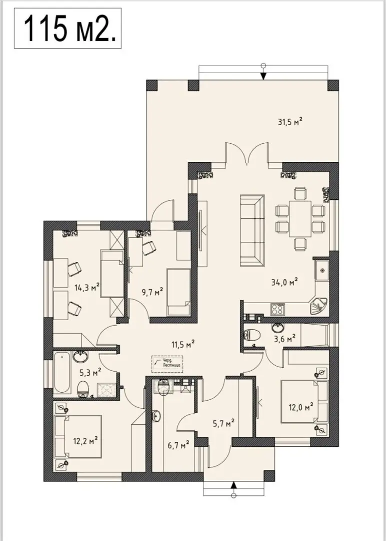 1-этажный дом, 85 м² на 5,5 сот. в Трудобеликовский х.