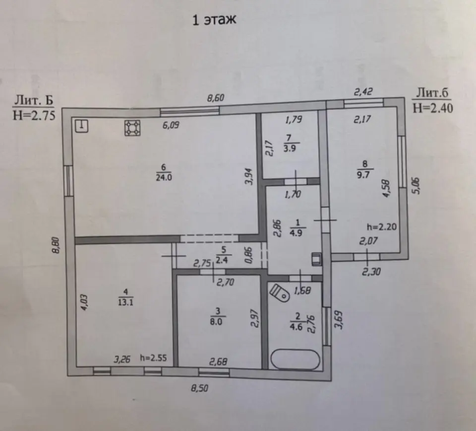 1-этажный дом, 70 м² на 25 сот. в Шептальский х.
