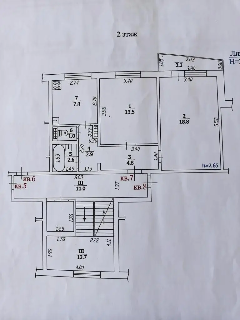 2-комн. квартира, 51,1 м² в Крымске
