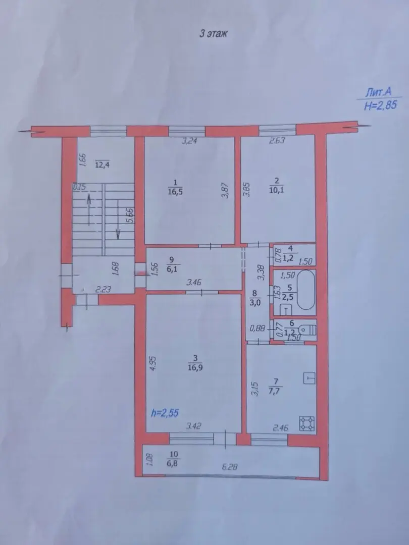 3-комн. квартира, 65,2 м² в Крымске