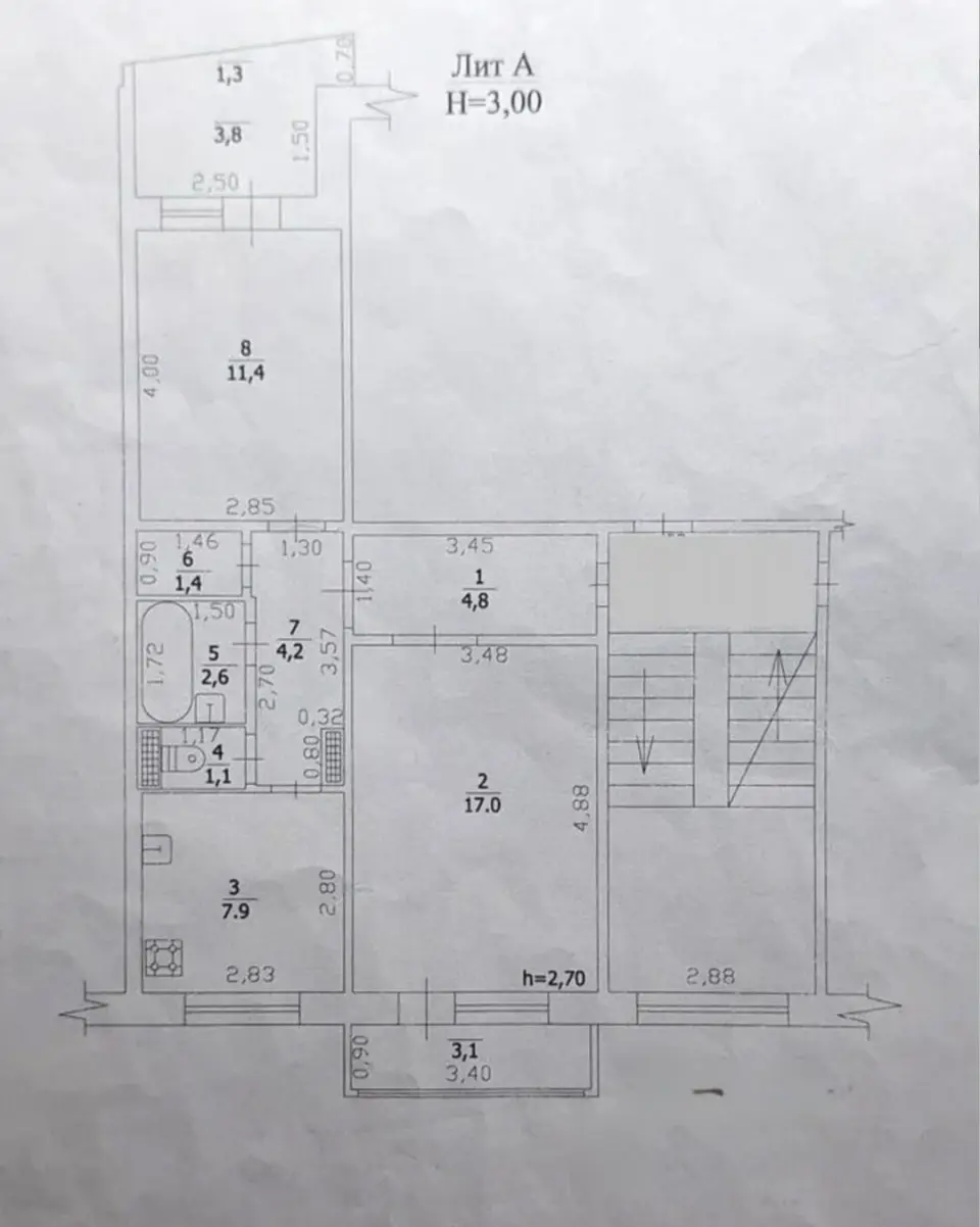 2-комн. квартира, 50,4 м² в Крымске